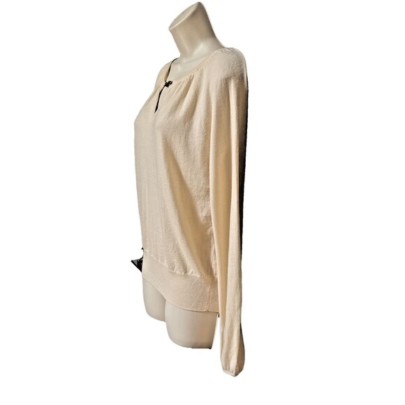 Tory Burch Gemini Size Small Link 100% Cashmere Cream Sweater $325 Logo - Picture 5 of 15